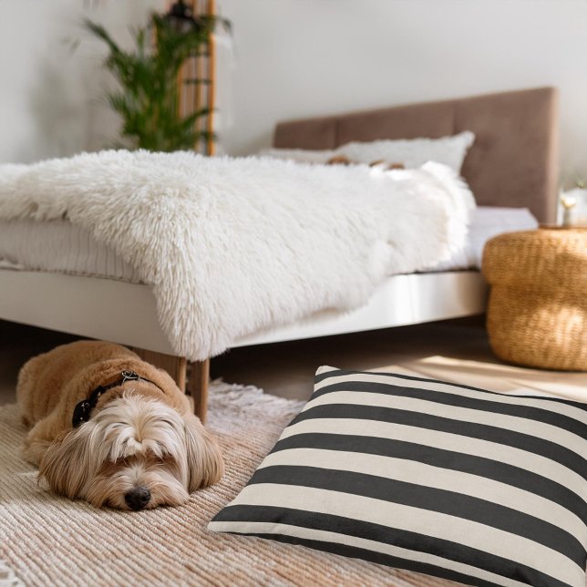 Black and Ivory Stripes | Modern Farmhouse Pet Bed (Creator Uploaded)
