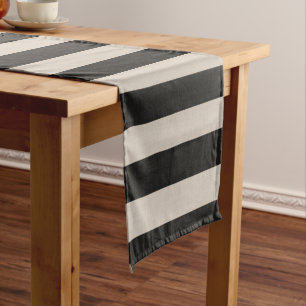 Black and Ivory Stripes Modern Farmhouse Short Table Runner