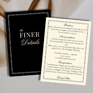 Black and Ivory Stripes Old Money Wedding Details Enclosure Card