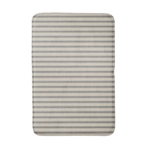 Black and Ivory Ticking Stripes Modern Farmhouse Bath Mat Zazzle