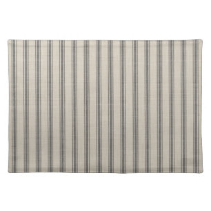 Black and Ivory Ticking Stripes   Modern Farmhouse Cloth Placemat