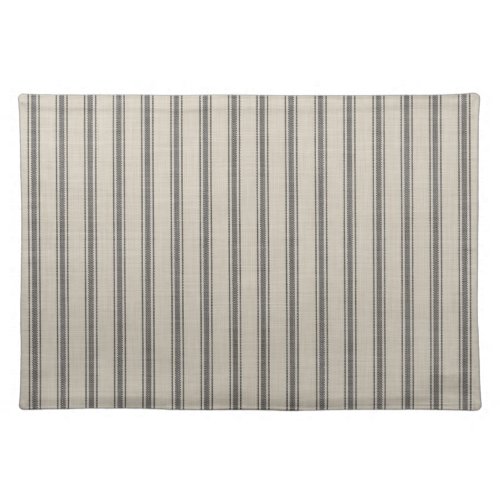 Black and Ivory Ticking Stripes  Modern Farmhouse Cloth Placemat