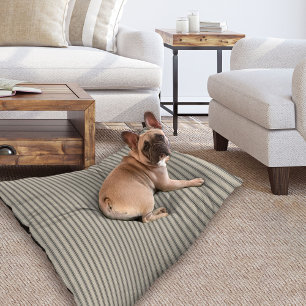 Black and Ivory Ticking Stripes Modern Farmhouse Pet Bed