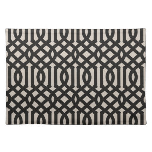 Black and Ivory Trellis   Modern Farmhouse Cloth Placemat