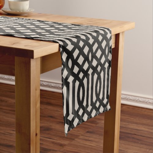 Black and Ivory Trellis  Modern Farmhouse Short Table Runner