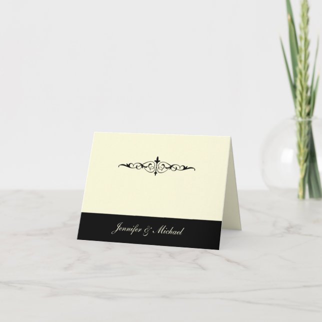 Black and Ivory Wedding Thank You Card (Front)