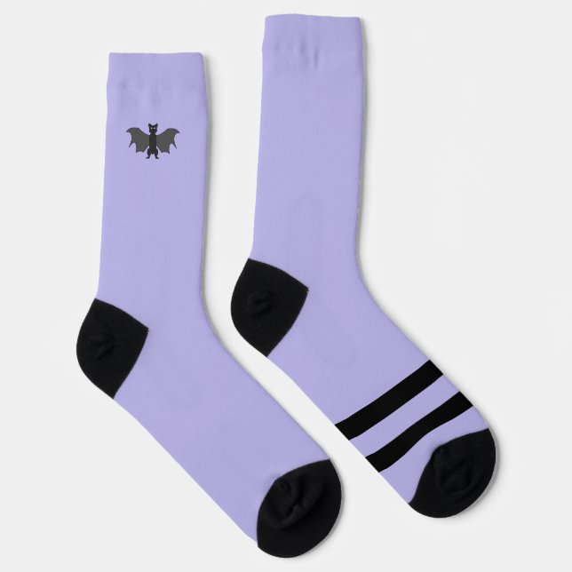 Black and Lavender Bat Crew Socks (Right)