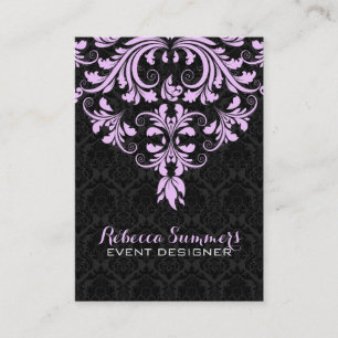 Black And Lavender Floral Lace Business Card