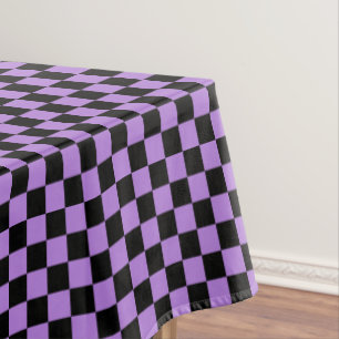 Black and Lavender Purple Checkered Tablecloth