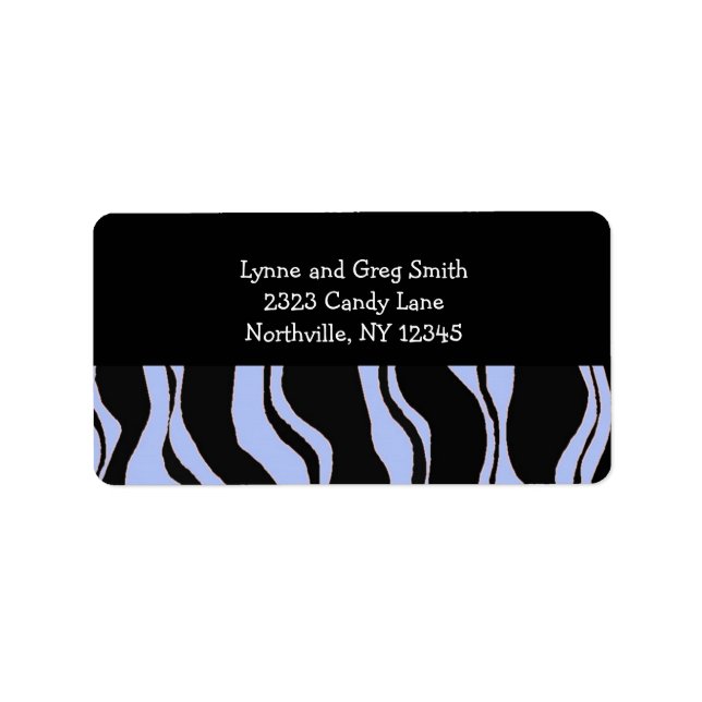 Black and Light Blue Zebra Pattern Label (Front)