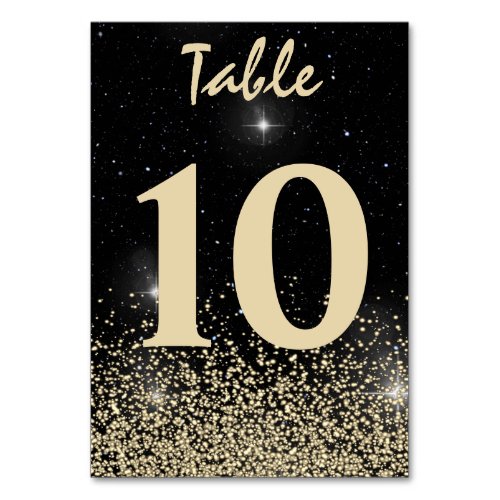 Black and Light Gold Confetti Table Number