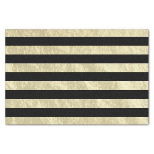 Black and Light Golden Stripe Foil Look Tissue Paper