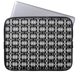 Black and Light Gray Geometric Pattern Laptop Sleeve