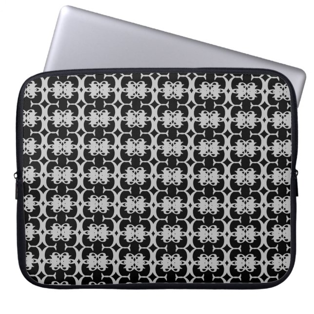 Black and Light Gray Geometric Pattern Laptop Sleeve (Front)