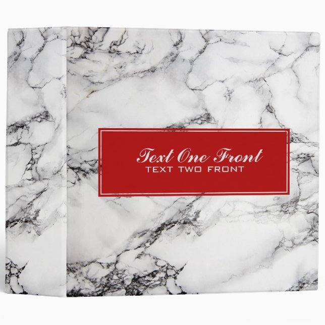 Black And Light Gray Marble Stone Pattern Binder (Front/Spine)