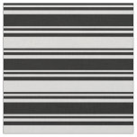 [ Thumbnail: Black and Light Grey Colored Stripes Pattern Fabric ]