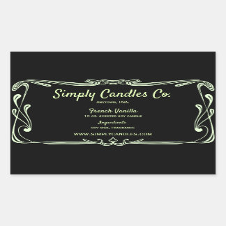 Black and Light Lime Border Candle Jar Label