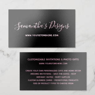 Black and Light Pink Online Store Raised Spot UV Business Card