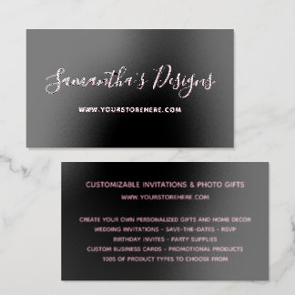 Black and Light Pink Online Store Raised Spot UV Business Card