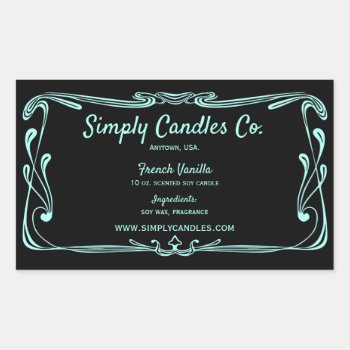 Black And Light Teal Border Candle Jar Label by csinvitations at Zazzle