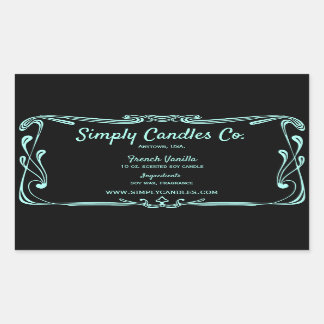 Black and Light Teal Border Candle Jar Label