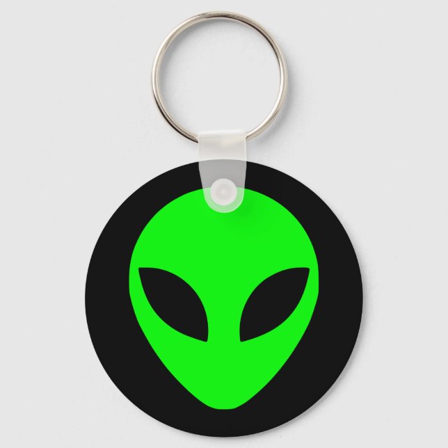 Black and Lime Green Alien Head Keychain (Front)