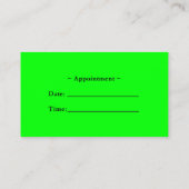 Black and Lime Green Beauty Salon Appointment Card (Back)