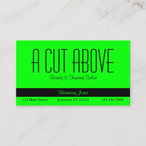 Black and Lime Green Beauty Salon Appointment Card