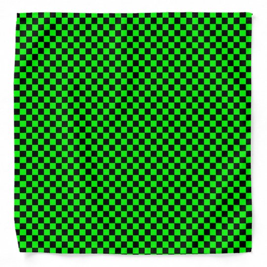 Black and Lime Green Checkered Pattern Bandana | Zazzle.com