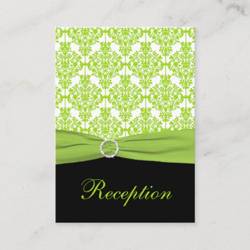 Black and Lime Green Damask Enclosure Card Business Cards