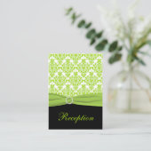 Black and Lime Green Damask Enclosure Card (Standing Front)