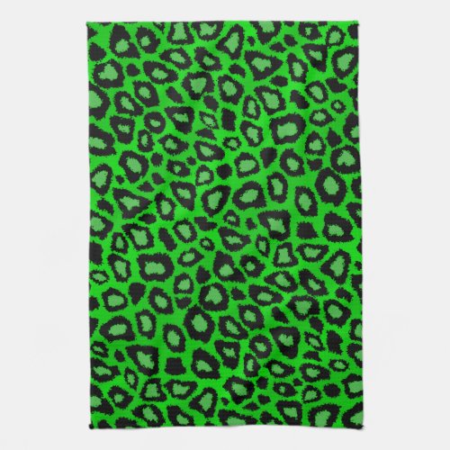 Black and Lime Green Leopard Animal Print Towel