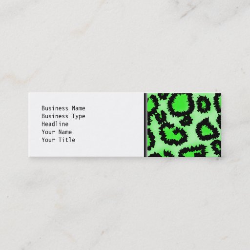 Customizable Black and Lime Green Leopard Print Pattern. Business Card Templates