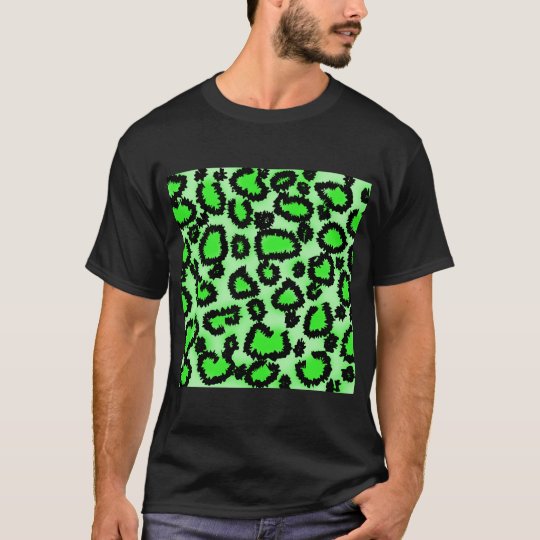 Black and Lime Green Leopard Print Pattern. T-Shirt