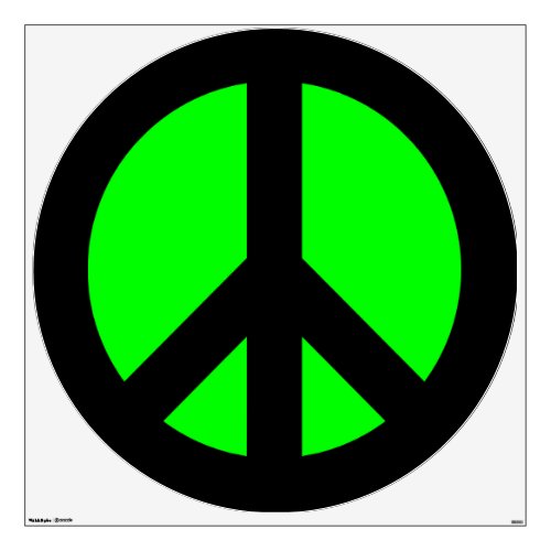 Black and Lime Green Peace Sign Wall Sticker