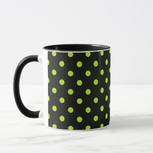 Black and Lime Green Polka Dot Mug