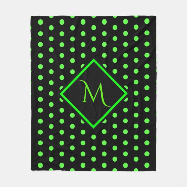 Black and Lime Green Polka dots Pattern Monogram