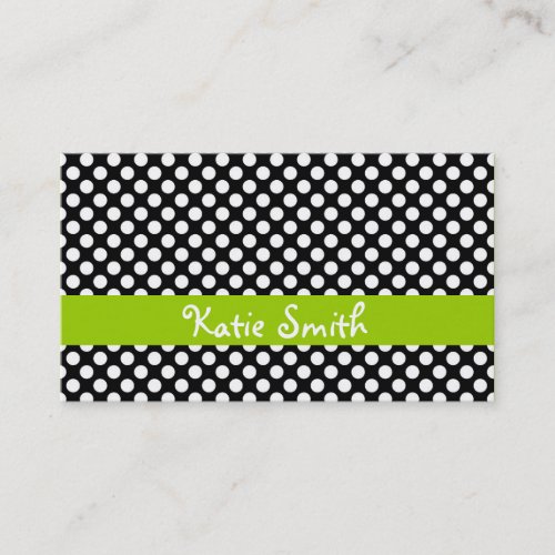 Black and Lime Polka Dot Business Cards