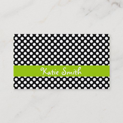 Customizable Black and Lime Polka Dot Business Cards
