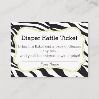 Black And Lime Zebra Diaper Raffle Ticket Enclosure Card by tinyanchor at Zazzle