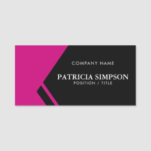 Black and Magenta Dark Pink: Elegance & Modernity Name Tag