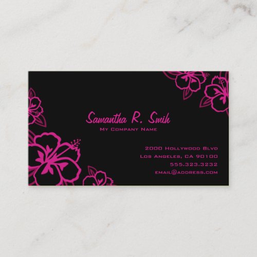 Black and Magenta Hibiscus Business Card