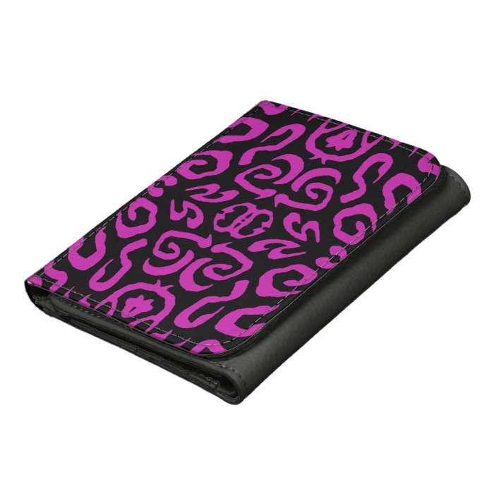 Black and Magenta Scrollwork Pattern Wallet