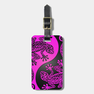 Black and Magenta Yin Yang Geckos Luggage Tag