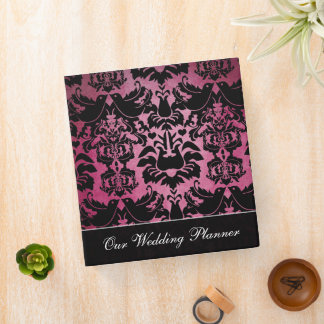 Black and Magentia Damask Love Bird Binder