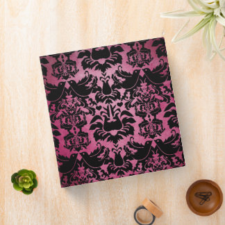Black and Magentia Damask Love Bird Binder