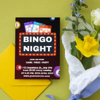 Black and Maroon Minimalis Bingo Night Invitations