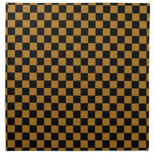 Black and Matte Gold Checkered Cloth Napkin