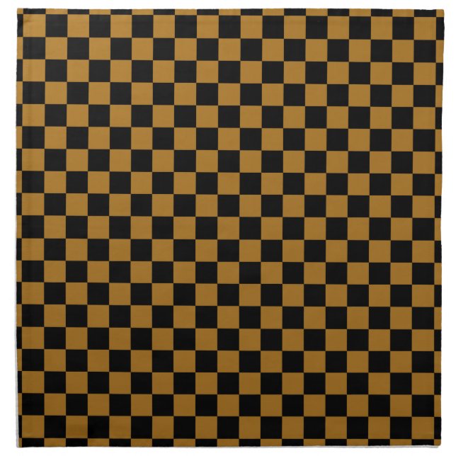 Black and Matte Gold Checkered Cloth Napkin (Front)