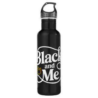 Black and Me - Bold Minimalist Typography Design Stainless Steel Water Bottle